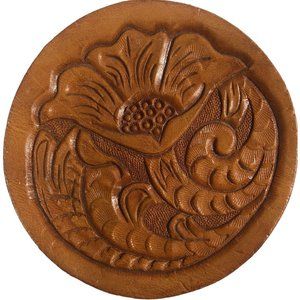 Coasters Genuine Leather Hand Crafted Artisan Western Set of Four 3.25" Vintage